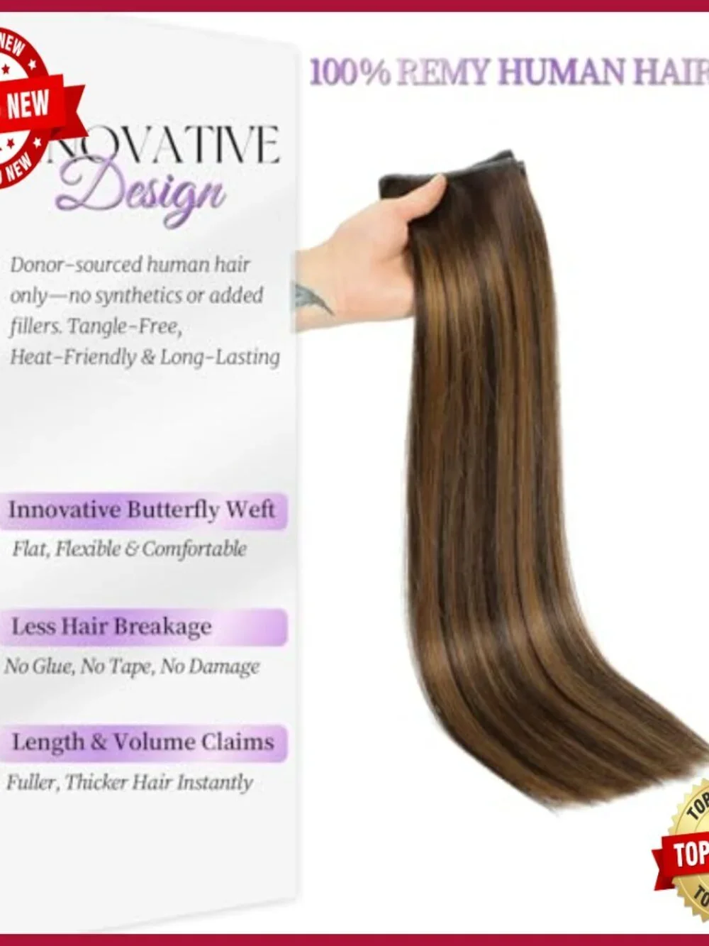 Real Human Hair Extensions 16 Inch Lightweight Weft for Volume Length